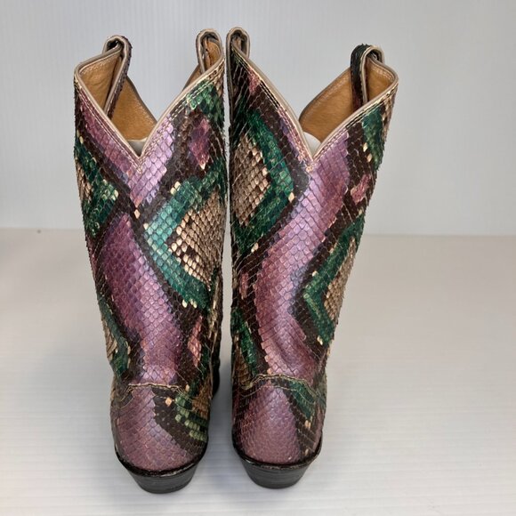 Justin Boot Women 8.5 Hand Painted Python Cowboy Work Party Limited USA Core Ex - Picture 6 of 15